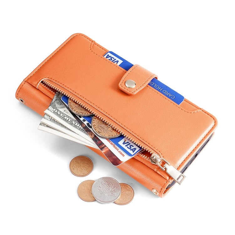 For Sharp Aquos R9 Sheep Texture Cross-body Zipper Wallet Leather Phone Case(Orange)