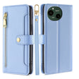 For Sharp Aquos R9 Sheep Texture Cross-body Zipper Wallet Leather Phone Case(Blue) - More Brand by PMC TechLife | Online Shopping South Africa | PMC TechLife | Buy Now Pay Later Mobicred