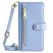 For Sharp Aquos R9 Sheep Texture Cross-body Zipper Wallet Leather Phone Case(Blue)