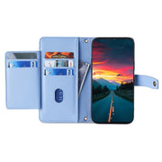 For Sharp Aquos R9 Sheep Texture Cross-body Zipper Wallet Leather Phone Case(Blue)
