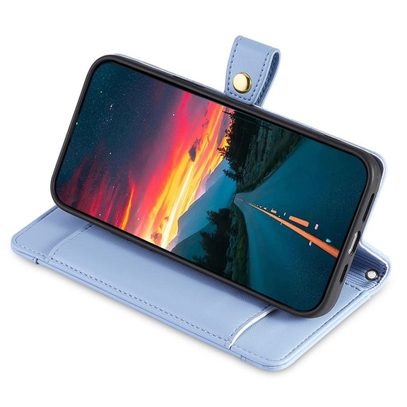 For Sharp Aquos R9 Sheep Texture Cross-body Zipper Wallet Leather Phone Case(Blue)