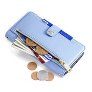 For Sharp Aquos R9 Sheep Texture Cross-body Zipper Wallet Leather Phone Case(Blue)