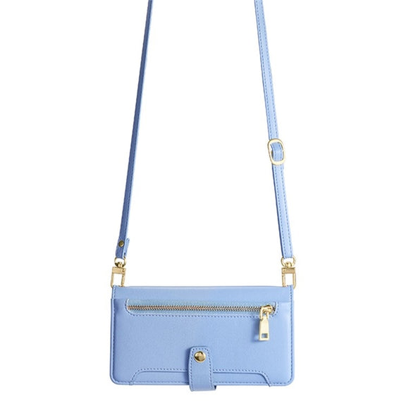 For Sharp Aquos R9 Sheep Texture Cross-body Zipper Wallet Leather Phone Case(Blue)
