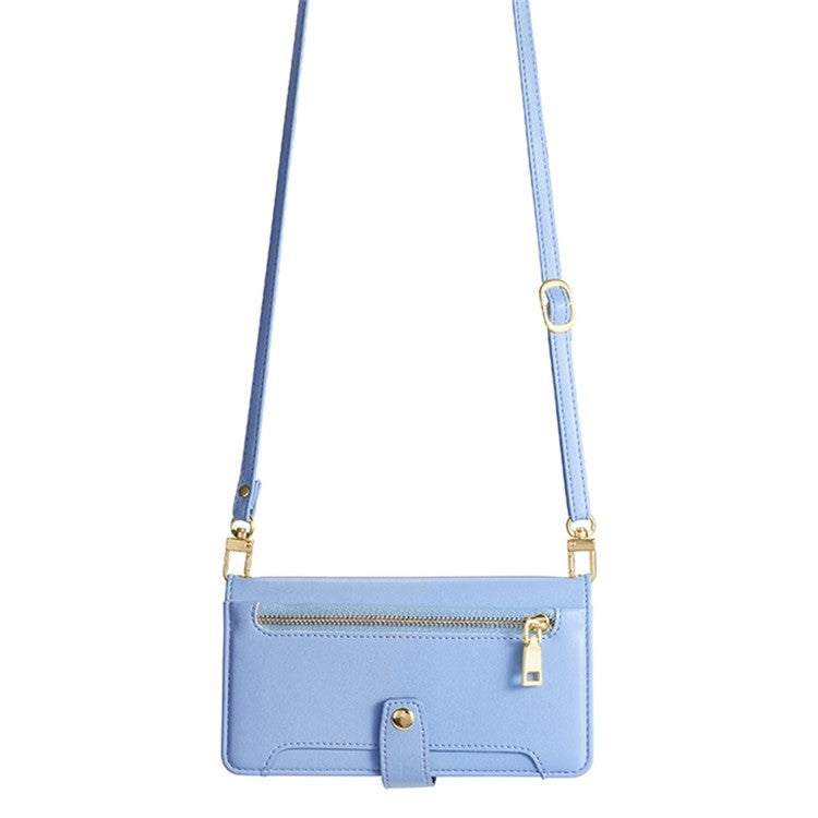 For Sharp Aquos R9 Sheep Texture Cross-body Zipper Wallet Leather Phone Case(Blue)