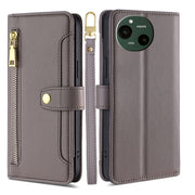 For Sharp Aquos R9 Sheep Texture Cross-body Zipper Wallet Leather Phone Case(Grey)