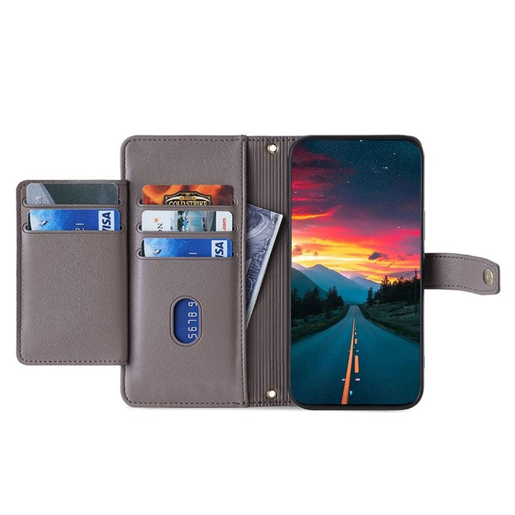 For Sharp Aquos R9 Sheep Texture Cross-body Zipper Wallet Leather Phone Case(Grey)