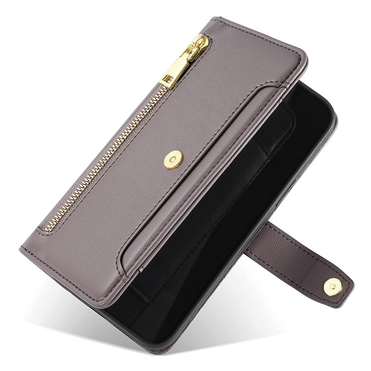 For Sharp Aquos R9 Sheep Texture Cross-body Zipper Wallet Leather Phone Case(Grey)