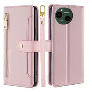 For Sharp Aquos R9 Sheep Texture Cross-body Zipper Wallet Leather Phone Case(Pink)