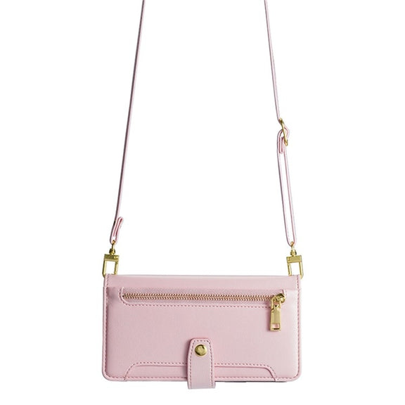 For Sharp Aquos R9 Sheep Texture Cross-body Zipper Wallet Leather Phone Case(Pink)