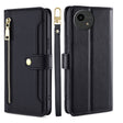 For Sharp Aquos Wish4 Sheep Texture Cross-body Zipper Wallet Leather Phone Case(Black) - More Brand by PMC TechLife | Online Shopping South Africa | PMC TechLife | Buy Now Pay Later Mobicred
