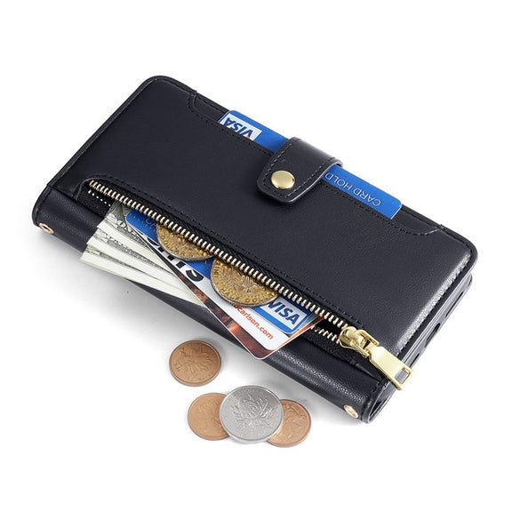 For Sharp Aquos Wish4 Sheep Texture Cross-body Zipper Wallet Leather Phone Case(Black)