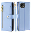 For Sharp Aquos Wish4 Sheep Texture Cross-body Zipper Wallet Leather Phone Case(Blue) - free shipping - PMC TechLife - Order now!