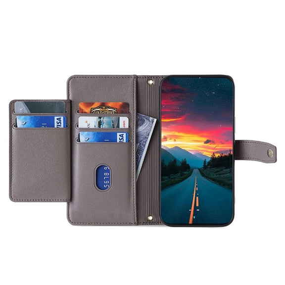For Sharp Aquos Wish4 Sheep Texture Cross-body Zipper Wallet Leather Phone Case(Grey)