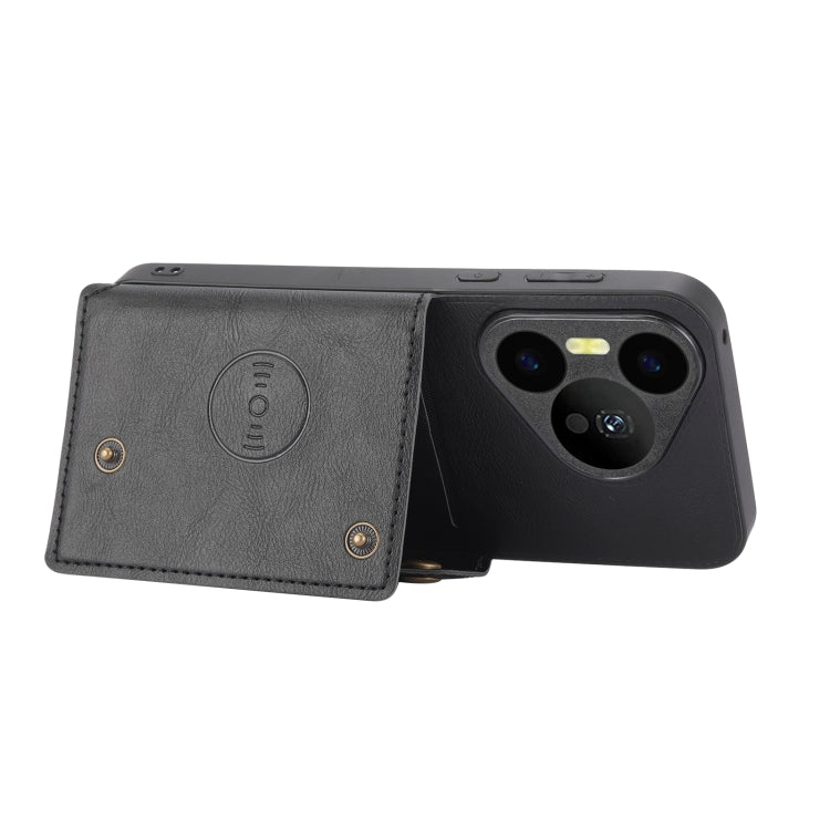 For Huawei Pura 70 Double Buckle Card Slots Magnetic Phone Case(Black)