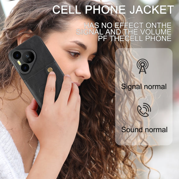 For Huawei Pura 70 Double Buckle Card Slots Magnetic Phone Case(Black)
