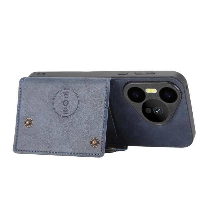 For Huawei Pura 70 Double Buckle Card Slots Magnetic Phone Case(Blue)