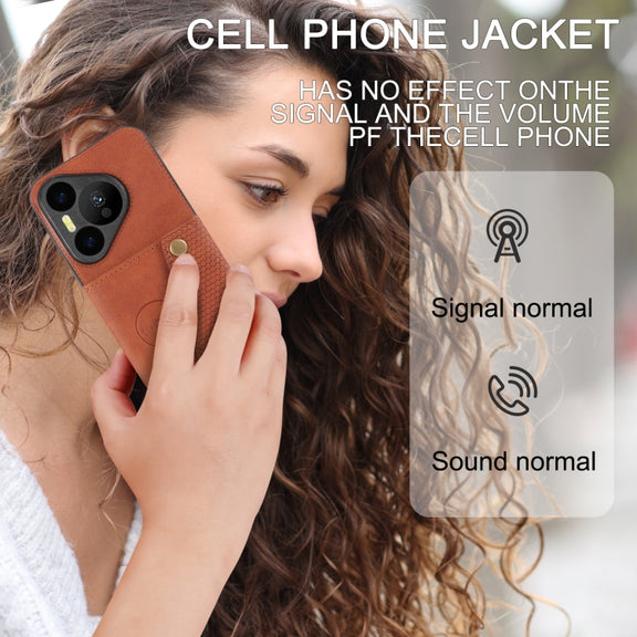 For Huawei Pura 70 Double Buckle Card Slots Magnetic Phone Case(Brown)