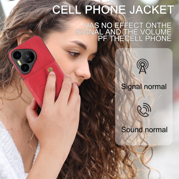 For Huawei Pura 70 Double Buckle Card Slots Magnetic Phone Case(Red)
