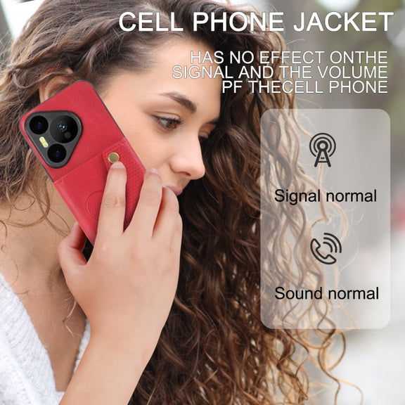 For Huawei Pura 70 Double Buckle Card Slots Magnetic Phone Case(Red)
