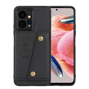 For Xiaomi Redmi Note 12 4G Global Double Buckle Card Slots Magnetic Phone Case(Black)