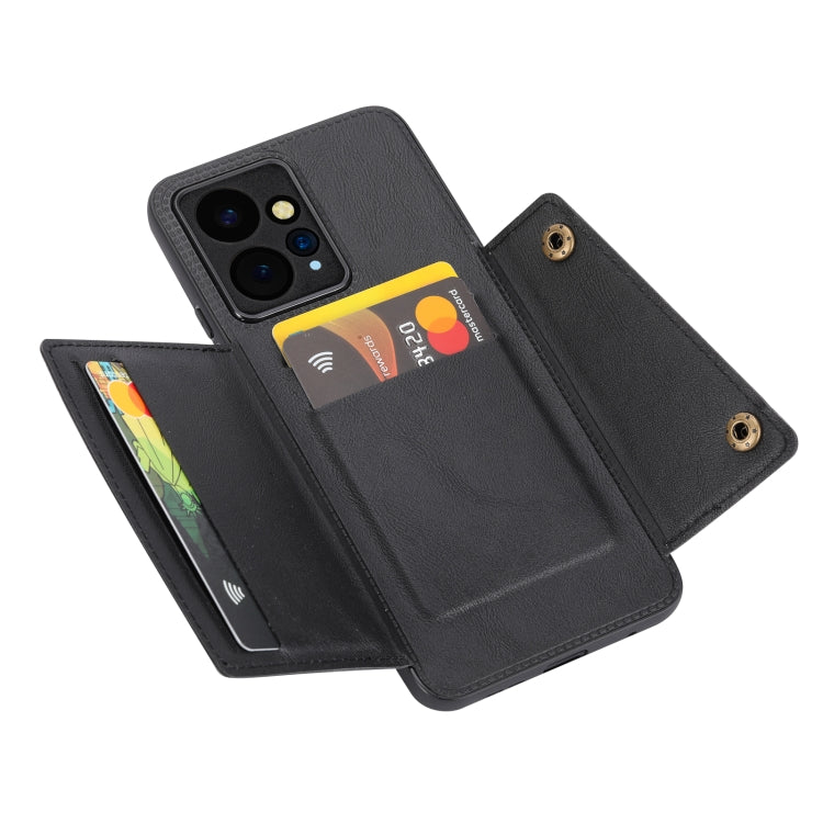 For Xiaomi Redmi Note 12 4G Global Double Buckle Card Slots Magnetic Phone Case(Black)