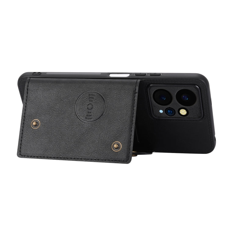 For Xiaomi Redmi Note 12 4G Global Double Buckle Card Slots Magnetic Phone Case(Black)