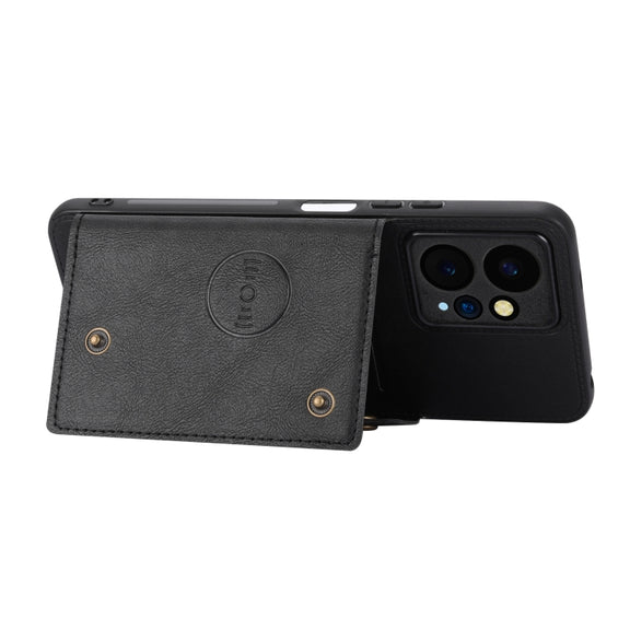 For Xiaomi Redmi Note 12 4G Global Double Buckle Card Slots Magnetic Phone Case(Black)