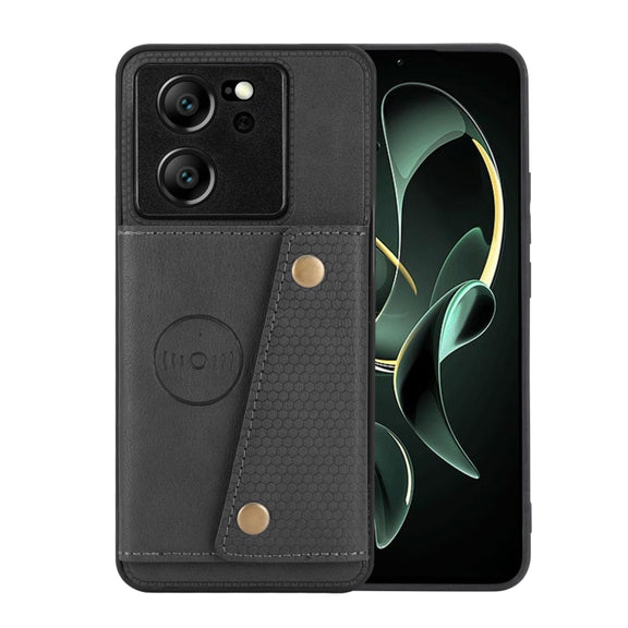 For Xiaomi 13T / Redmi K60 Ultra Double Buckle Card Slots Magnetic Phone Case(Black)