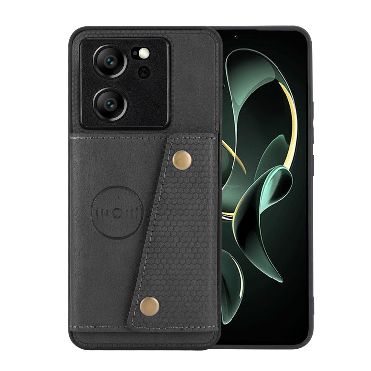 For Xiaomi 13T / Redmi K60 Ultra Double Buckle Card Slots Magnetic Phone Case(Black)