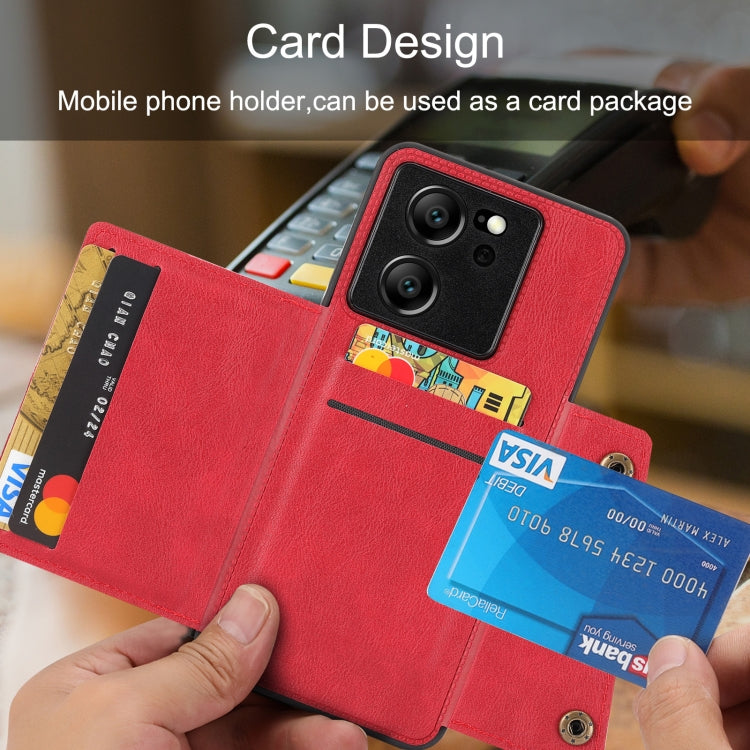 For Xiaomi 13T / Redmi K60 Ultra Double Buckle Card Slots Magnetic Phone Case(Black)