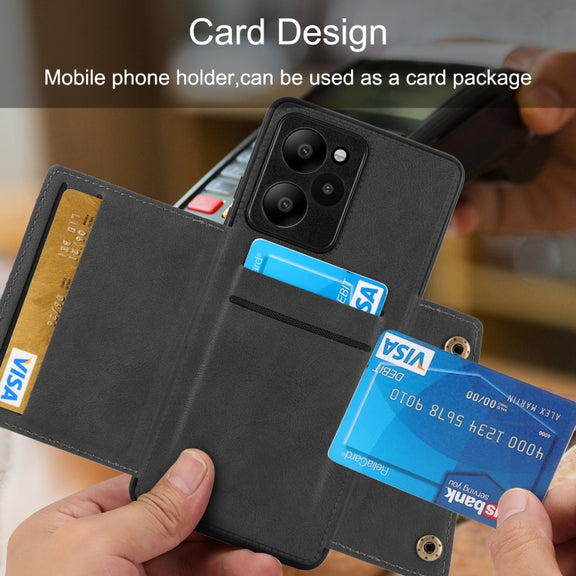 For Xiaomi Redmi Note 12R /Redmi 12 5G Double Buckle Card Slots Magnetic Phone Case(Brown)