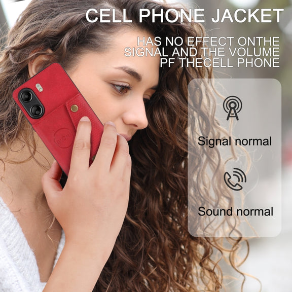 For Xiaomi Redmi 13C 4G / Poco C65 Double Buckle Card Slots Magnetic Phone Case(Red)