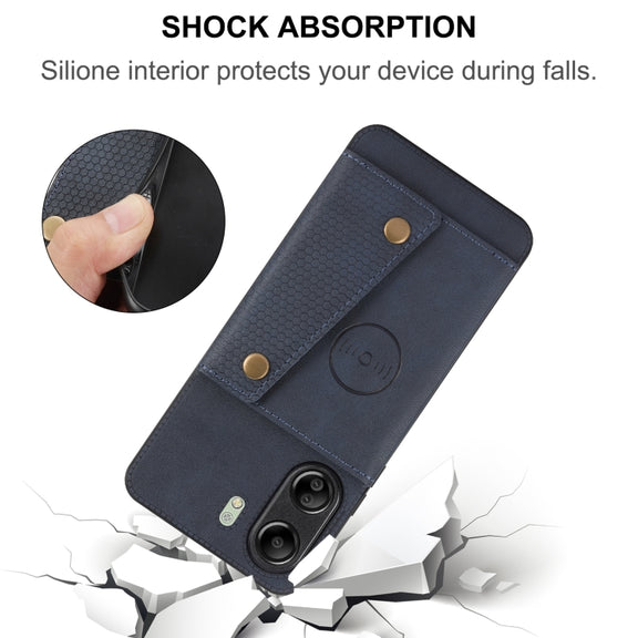 For Xiaomi Redmi 13C 4G / Poco C65 Double Buckle Card Slots Magnetic Phone Case(Red)