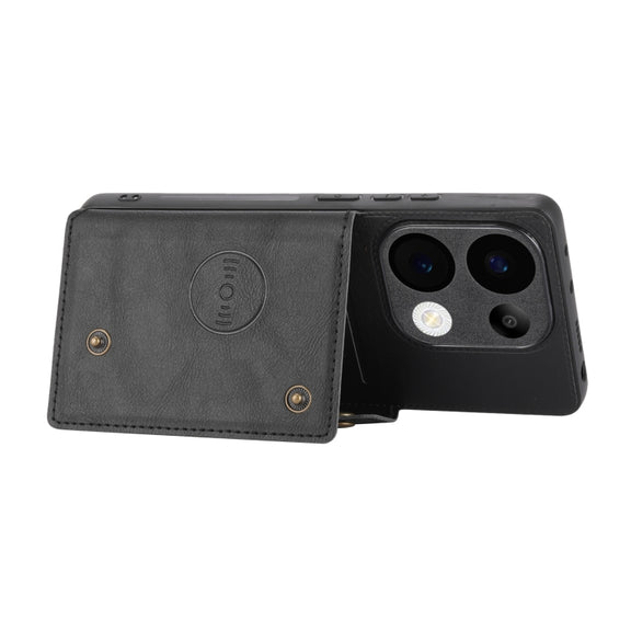 For Xiaomi Redmi Note 13 Pro 4G Global Double Buckle Card Slots Magnetic Phone Case(Black)
