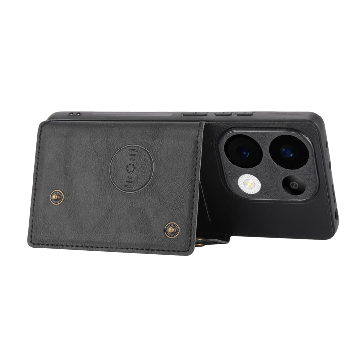 For Xiaomi Redmi Note 13 Pro 4G Global Double Buckle Card Slots Magnetic Phone Case(Black)