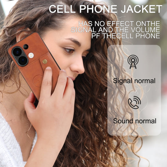 For Xiaomi Redmi Note 13 4G Global Double Buckle Card Slots Magnetic Phone Case(Brown)
