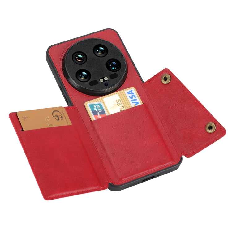 For Xiaomi 14 Ultra Double Buckle Card Slots Magnetic Phone Case(Red)