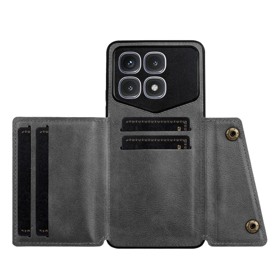 For Xiaomi Redmi K70 Ultra Double Buckle Card Slots Magnetic Phone Case(Grey)