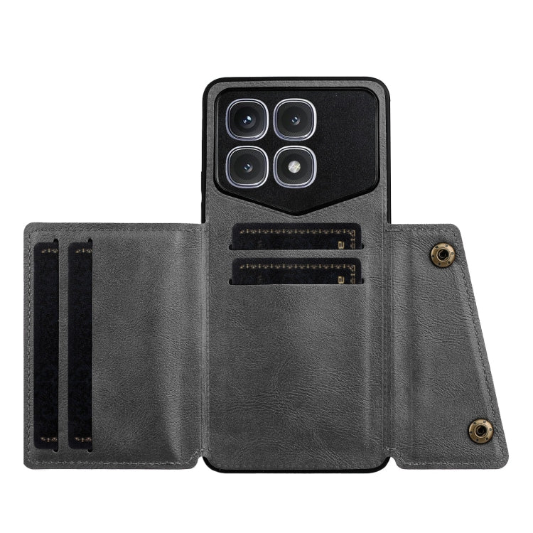 For Xiaomi Redmi K70 Ultra Double Buckle Card Slots Magnetic Phone Case(Grey)