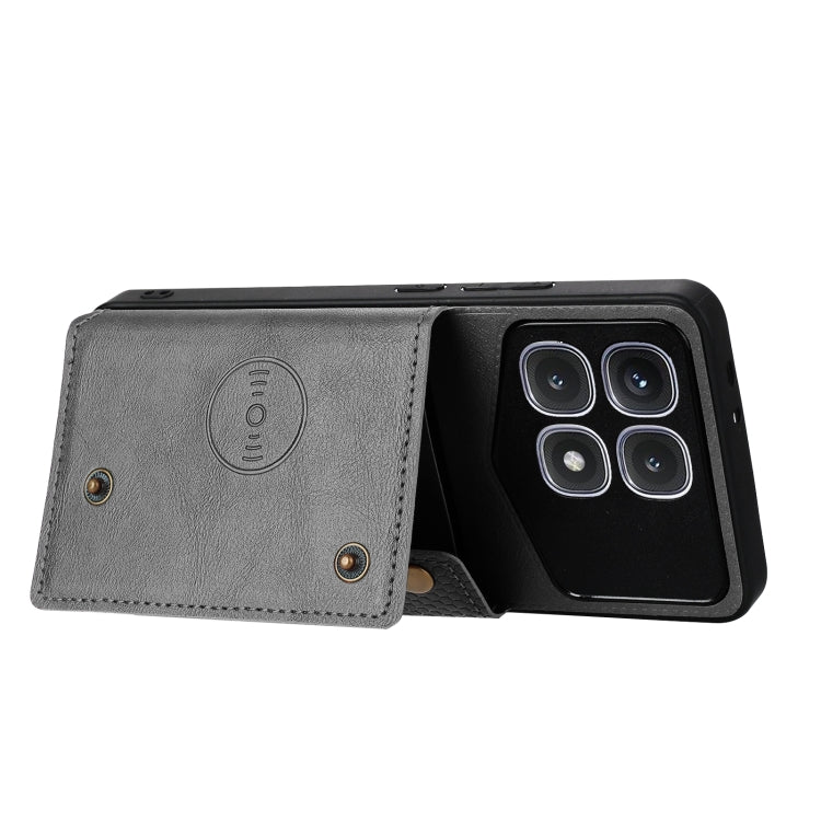 For Xiaomi Redmi K70 Ultra Double Buckle Card Slots Magnetic Phone Case(Grey)