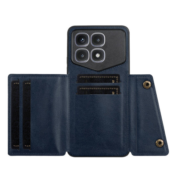 For Xiaomi Redmi K70 Ultra Double Buckle Card Slots Magnetic Phone Case(Blue)