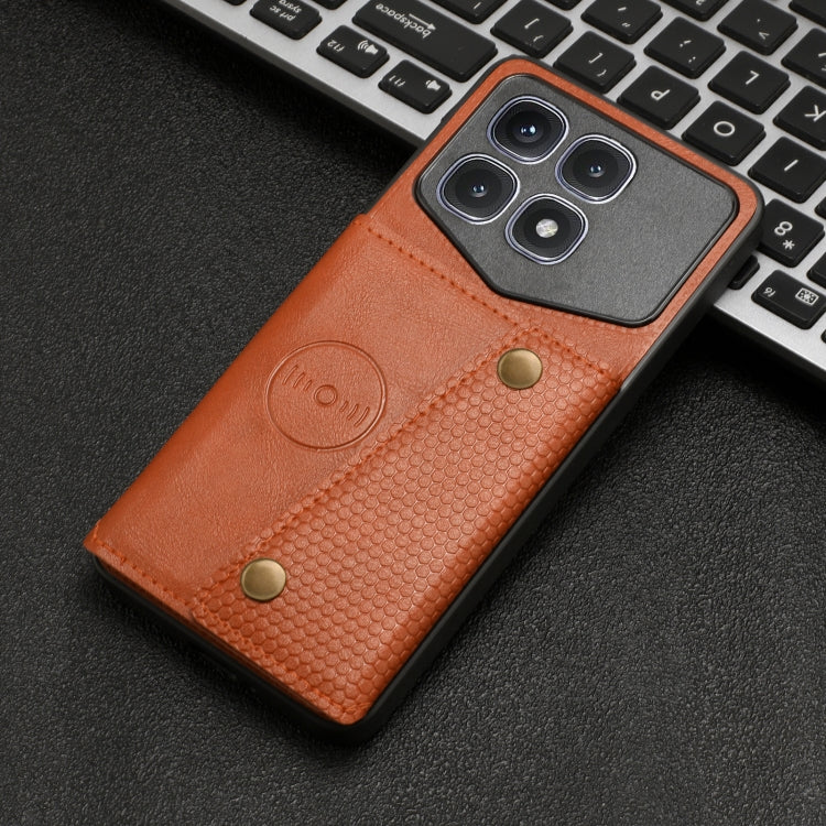 For Xiaomi Redmi K70 Ultra Double Buckle Card Slots Magnetic Phone Case(Brown)