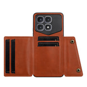 For Xiaomi Redmi K70 Ultra Double Buckle Card Slots Magnetic Phone Case(Brown)