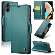 For Realme 10 Pro 5G CaseMe 023 Butterfly Buckle Litchi Texture RFID Anti-theft Leather Phone Case(Pearly Blue)