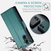 For Realme 10 Pro 5G CaseMe 023 Butterfly Buckle Litchi Texture RFID Anti-theft Leather Phone Case(Pearly Blue)