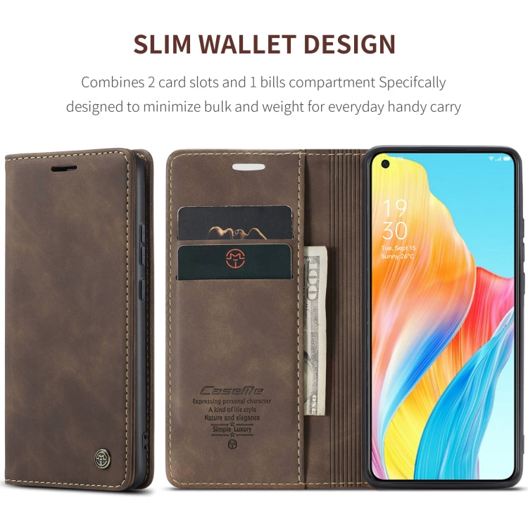 For OPPO A78 4G CaseMe 013 Multifunctional Horizontal Flip Leather Phone Case(Coffee)