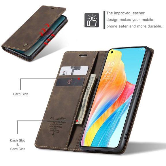 For OPPO A78 4G CaseMe 013 Multifunctional Horizontal Flip Leather Phone Case(Coffee)