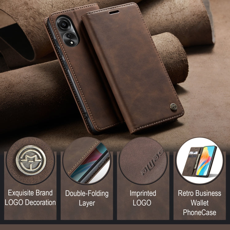 For OPPO A78 4G CaseMe 013 Multifunctional Horizontal Flip Leather Phone Case(Coffee)