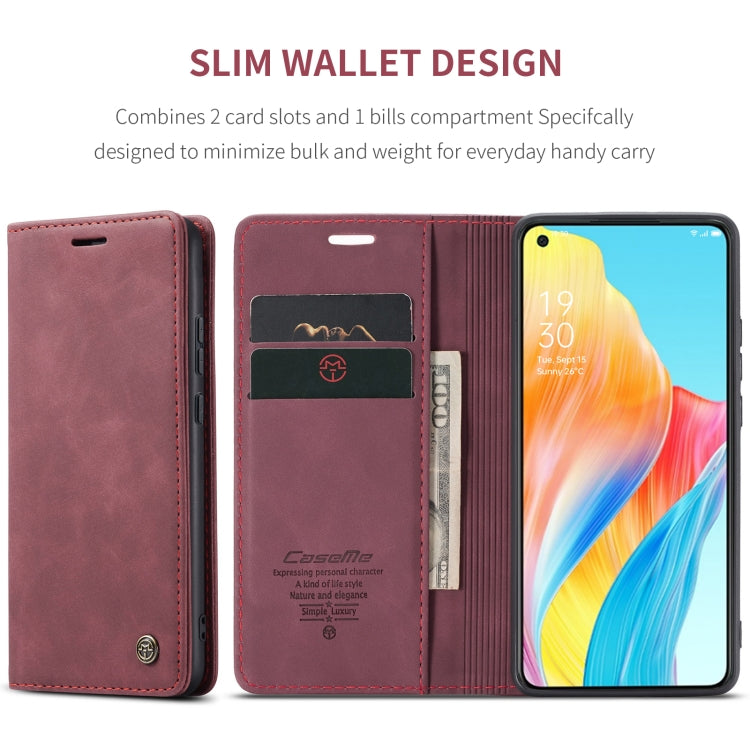 For OPPO A78 4G CaseMe 013 Multifunctional Horizontal Flip Leather Phone Case(Wine Red)
