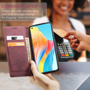 For OPPO A78 4G CaseMe 013 Multifunctional Horizontal Flip Leather Phone Case(Wine Red)
